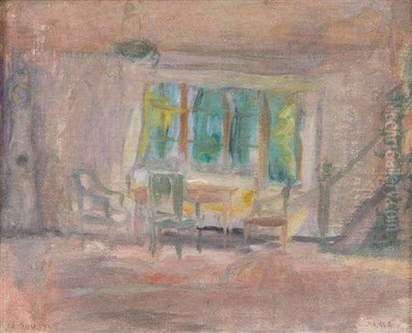 Interior From Casa Bianca In Ruovesi Oil Painting by Ellen Thesleff