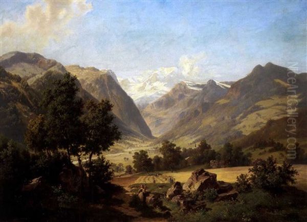 Blick Auf Den Todi Von Schwanden Aus Oil Painting by Fuerchtegott Thessel