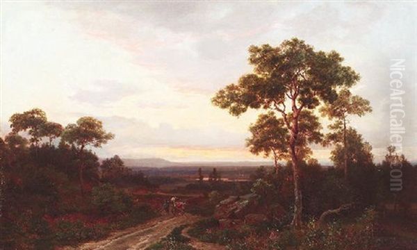 Weite Sommerliche Landschaft Im Abendrot Oil Painting by Fuerchtegott Thessel