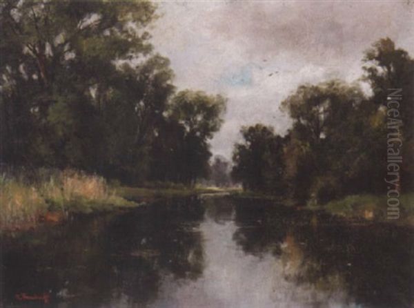 Landscape With Lake Oil Painting by Carl Rudolph Theuerkauff