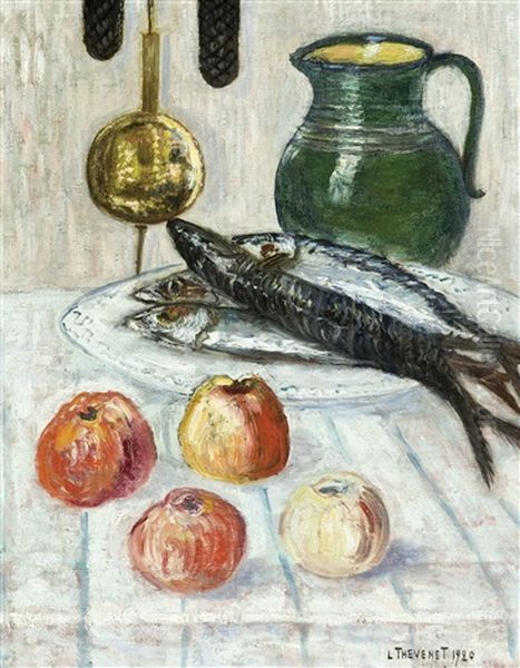 Apples And Mackerels Oil Painting by Louis Thevenet