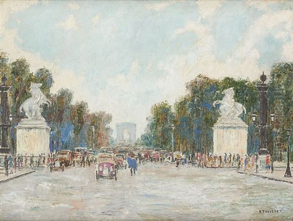 Paris, Les Champs-elysees Oil Painting by Pierre Thevenet