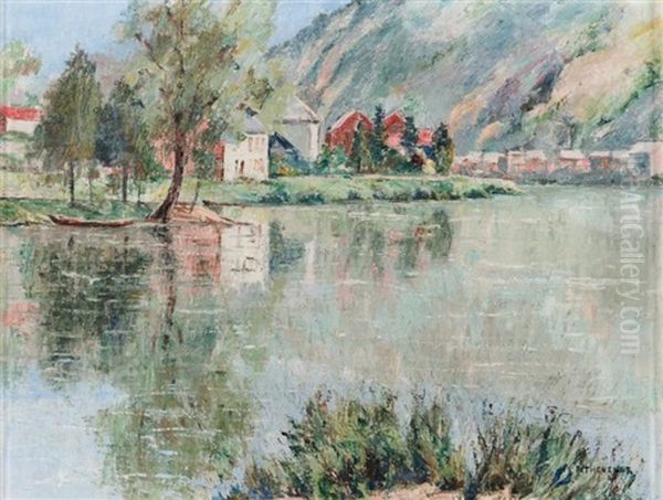 Bord De Meuse Oil Painting by Pierre Thevenet