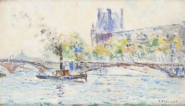 Remorqueur Sur La Seine Oil Painting by Pierre Thevenet