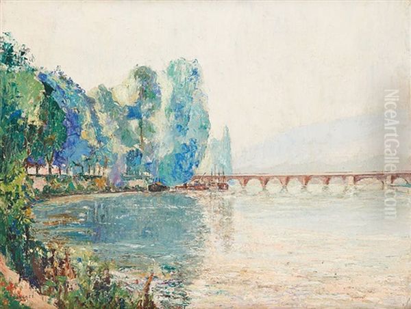 Lever De Brume Sur Le Pont Oil Painting by Pierre Thevenet