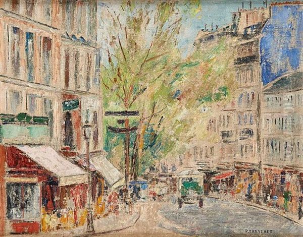 Rue De Paris Animee Oil Painting by Pierre Thevenet