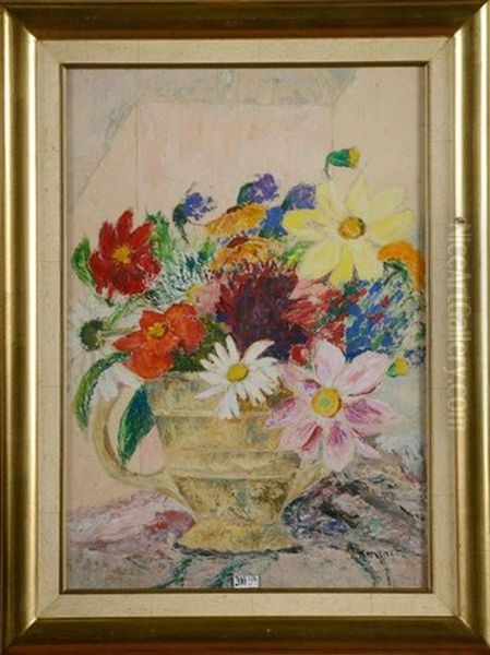 Fleurs Dans Une Cruche Evasee Oil Painting by Pierre Thevenet