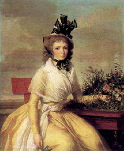 Portrait Of Anne Julie Houel (1761-1849) Oil Painting by Charles Thevenin