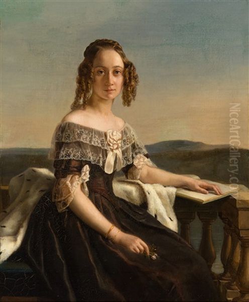 Noble Dame Devant Un Paysage Oil Painting by Marie Anne Reine Thevenin