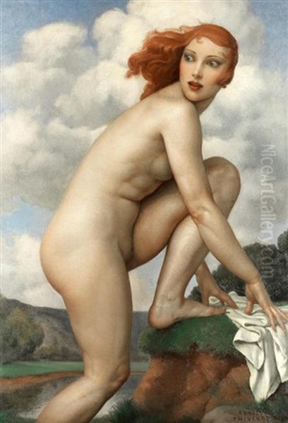 The Surprised Bather (baigneuse Surprise) Oil Painting by Adrien Thevenot