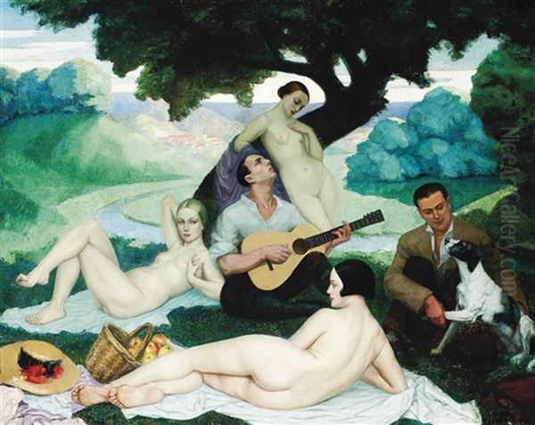 Musique Sur L'herbe Oil Painting by Adrien Thevenot