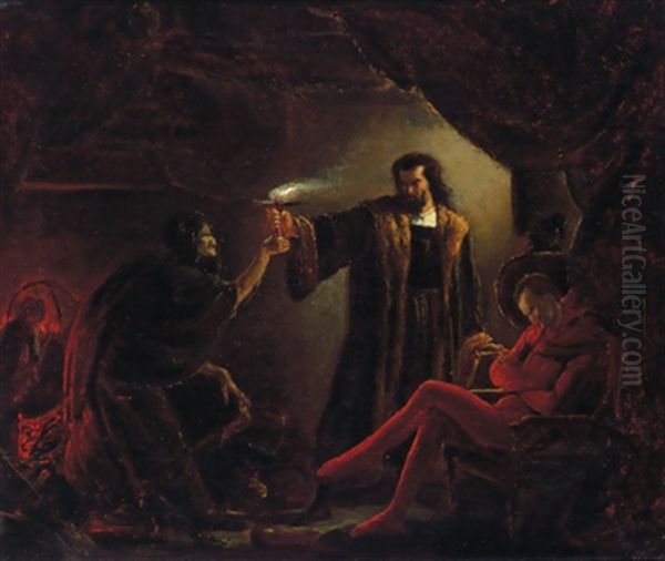 Faust Und Mephisto In Der Hexenkuche Oil Painting by Carl Thiel