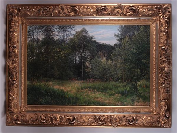 Waldlichtung Mit Zwei Kuhen Und Bauerin Oil Painting by Anton Thiele