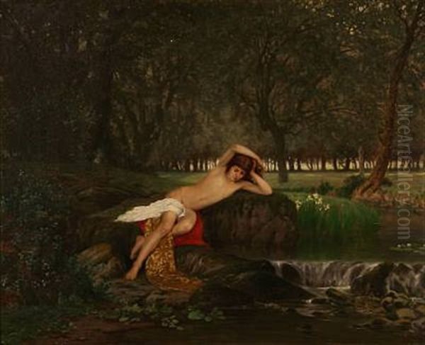 Narcissus Oil Painting by Anton Thiele