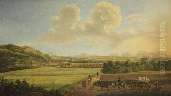 Landschaft Bei Der Festung Konigstein Oil Painting by Johann Friedrich Thiele