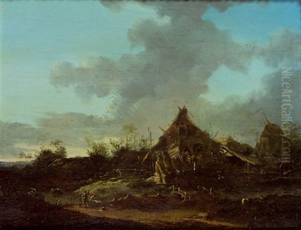 Landschaft Mit Bauernhauser Oil Painting by Johann Friedrich Thiele