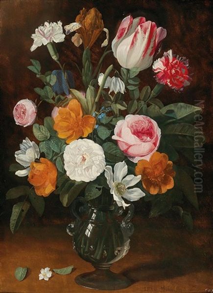 A Still Life Of Roses Oil Painting by Jan Philip van Thielen