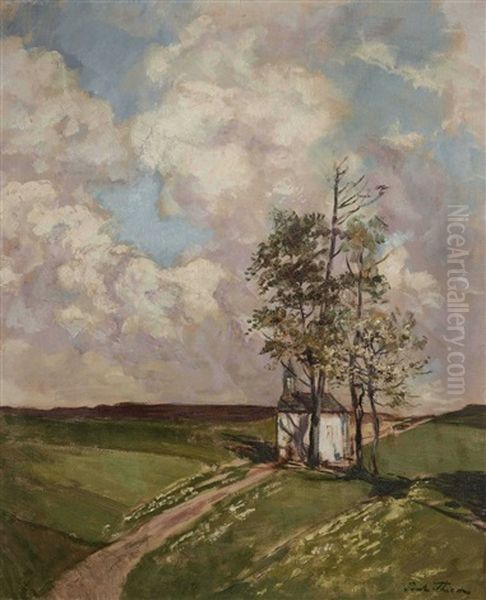 Hugellandschaft Mit Kleiner Kapelle Oil Painting by Paul Thiem