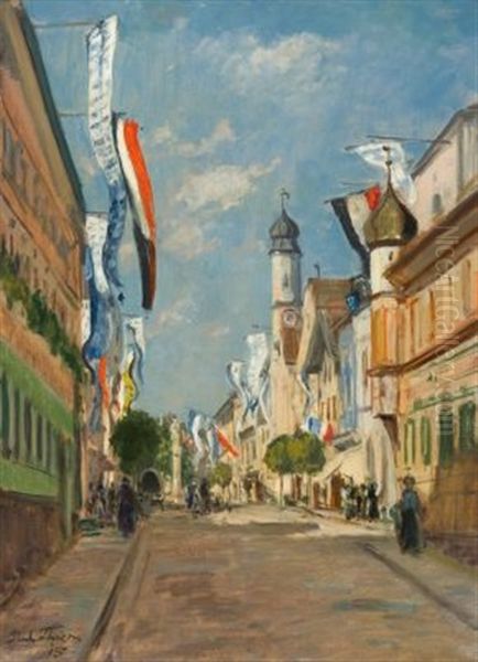 Strase In Murnau, Beflaggt Oil Painting by Paul Thiem