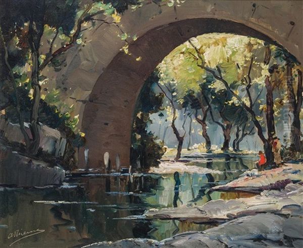 Le Pont A La Colle Oil Painting by Anthony Thieme