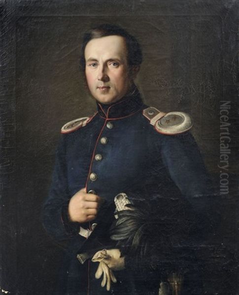 Portrait Des Gustav Wilhelm Pohland, Oberstabsarzt Der Festung Konigstein (sachsische Schweiz) Oil Painting by Theodor Thieme