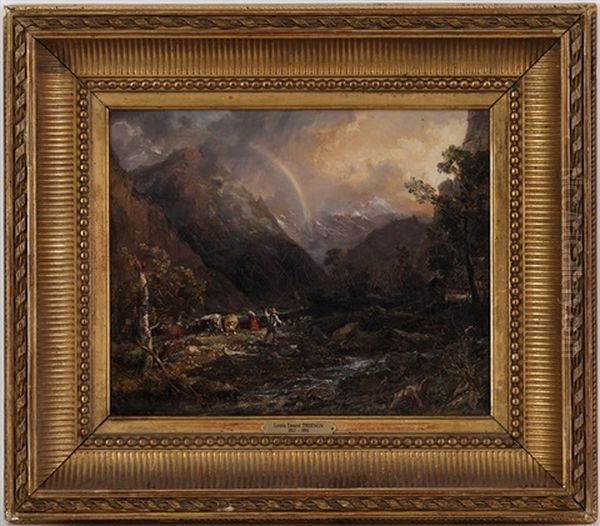 Arc En Ciel Dans La Vallee De Lauterbrunnen Avec La Jungfrau Oil Painting by Louis Desire Thienon