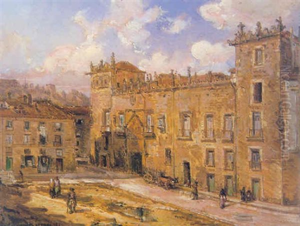 Vista Del Palacio Velasco, En Burgos Oil Painting by Louis Desire Thienon