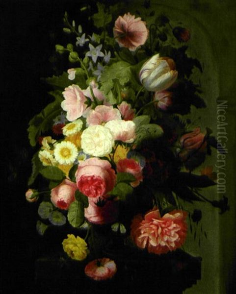 Blumenstillleben Oil Painting by Augustin Alexandre Thierriat De Lyon