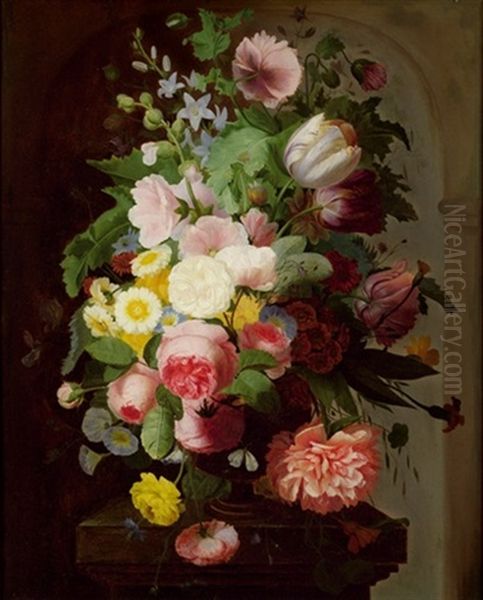 Blumenstillleben Oil Painting by Augustin Alexandre Thierriat De Lyon