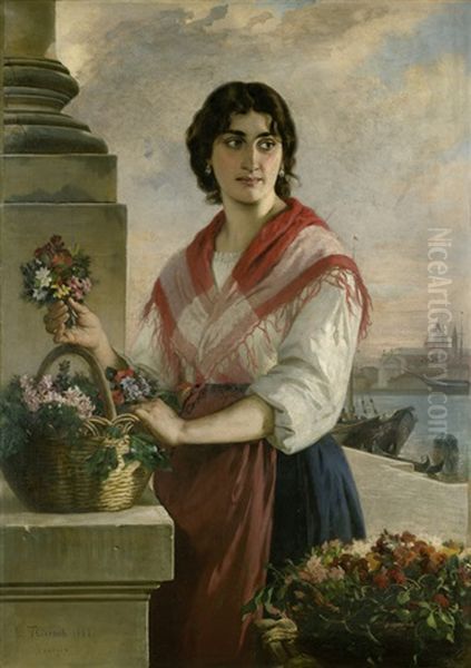 La Bella Fioraia Oil Painting by Ludwig Thiersch