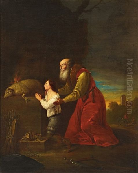 Abraham And Isaac Oil Painting by Daniel Jansz Thievaert