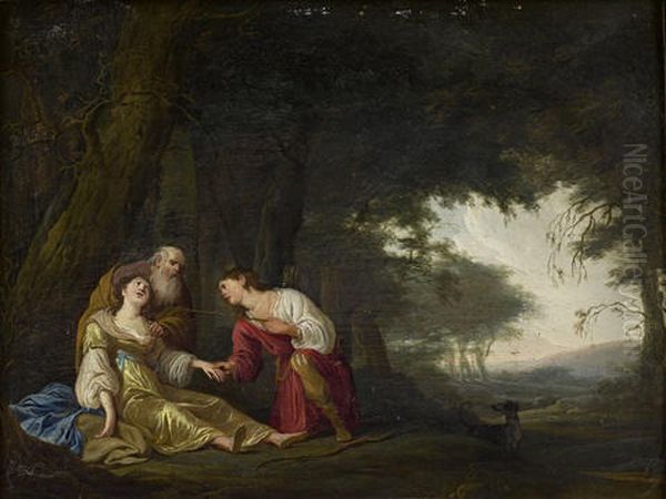 Tancredi And Clorinda (+ Silvio And Dorinda; Pair) Oil Painting by Daniel Jansz Thievaert