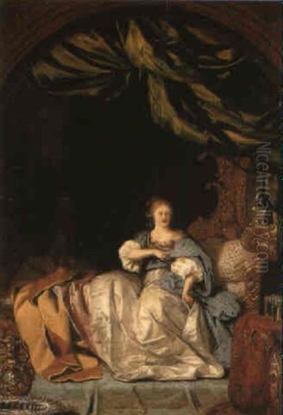 Jeune Femme Assise Sur Son Lit Oil Painting by Daniel Jansz Thievaert