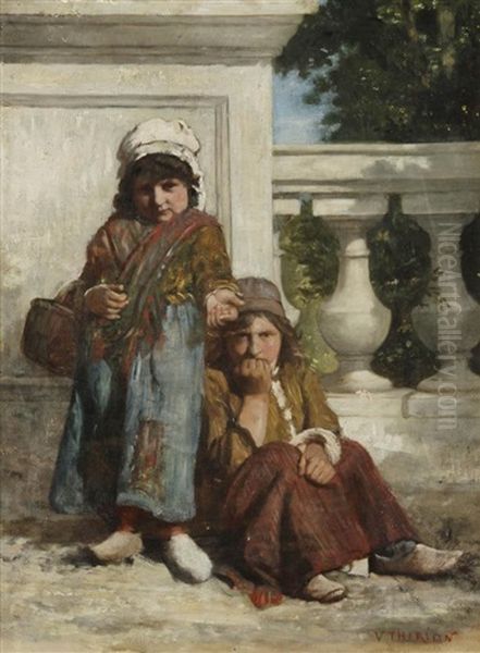 Deux Mendiants Oil Painting by Charles Victor Thirion