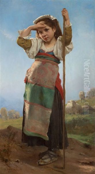 Young Shepherdess Oil Painting by Charles Victor Thirion