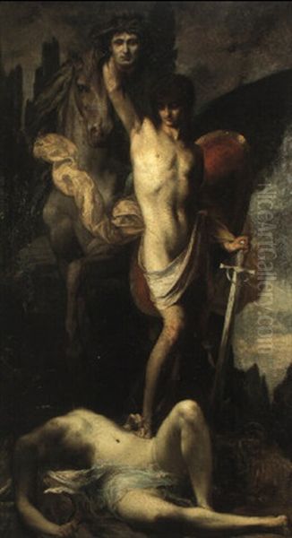 Perseus And The Head Of The Medusa Oil Painting by Eugene Romain Thirion