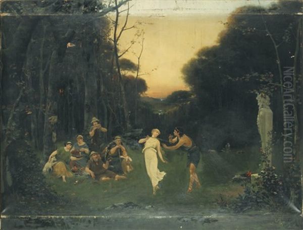 Daphnis Et Chloe Dansent Le Conte De Lamon Oil Painting by Antoine Auguste Thivet