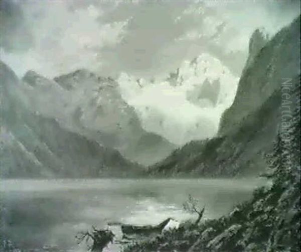 Gosausee Mit Blick Auf Den Dachstein Oil Painting by Pieter Hendrik Hermanus Tholen