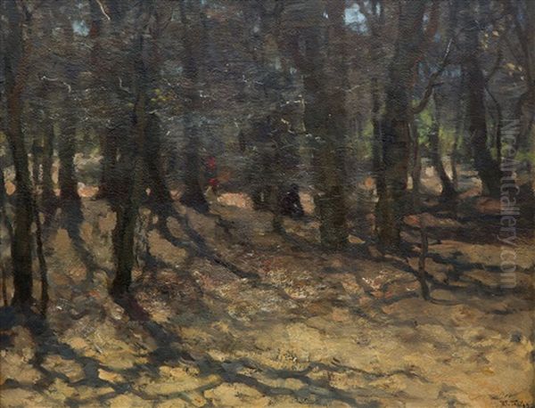 Bosch In Zonlicht' / Woods In Sunshine (scheveningse Bosjes, The Hague) Oil Painting by Willem Bastiaan Tholen