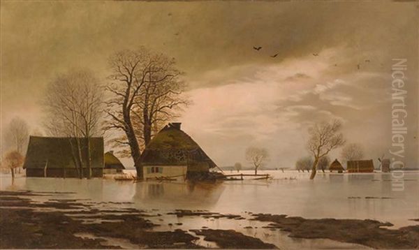 Niederrheinische Landschaft Bei Hochwasser Oil Painting by Willem Bastiaan Tholen