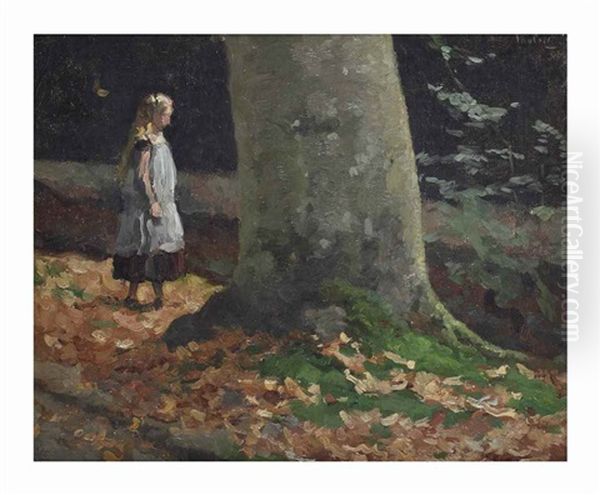 The Daughter Of Painter Arntzenius, Peronne, In A Forest Oil Painting by Willem Bastiaan Tholen