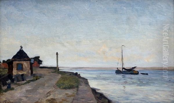 Gezicht Op Het Krabbersgat Langs Enkhuizen Met Het 'peteroliehuisje' Oil Painting by Willem Bastiaan Tholen