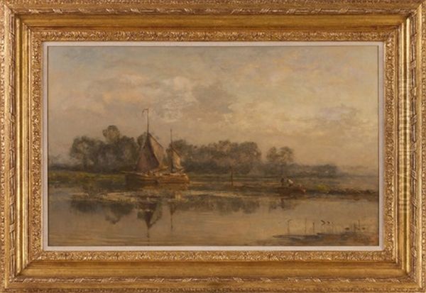 Het Kanaal Bij De Witte Brug: Early Morning Along The Canal Oil Painting by Willem Bastiaan Tholen