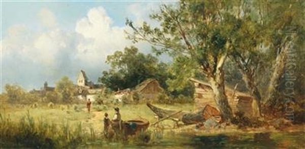 Landscape In The Salzburg Region Oil Painting by Josef Thoma the Younger