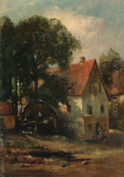 Muhle Im Odenwald Oil Painting by Cella (Bonicella) Thoma