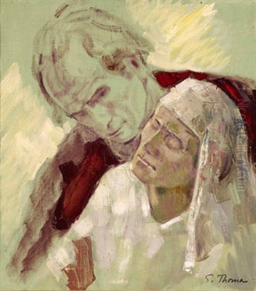 Hl. Maria Und Der Hl. Johannes Oil Painting by Emil Thoma