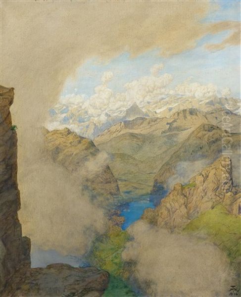 Blick Auf Die Nordwand Des Breithorns Oil Painting by Hans Thoma