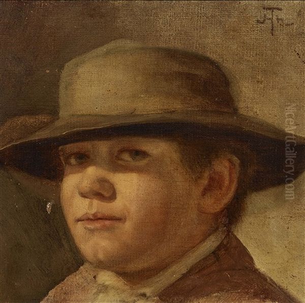 Portrait Of A Boy Oil Painting by Hans Thoma