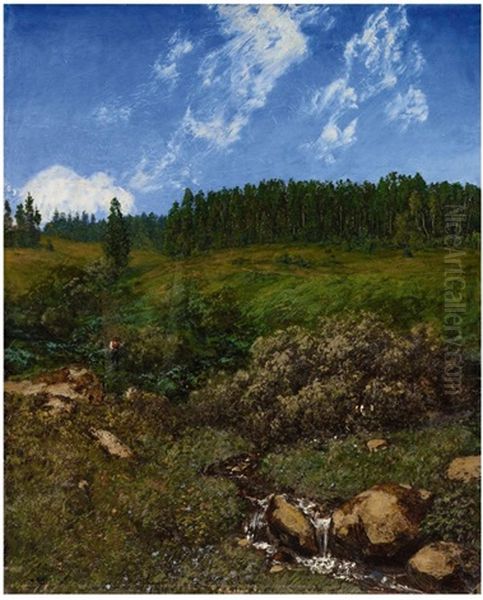 A Summer Landscape In The Black Forest Oil Painting by Hans Thoma