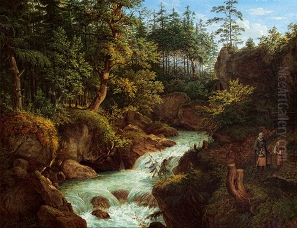 Waldbach Oil Painting by Matthias Rudolf Thoma